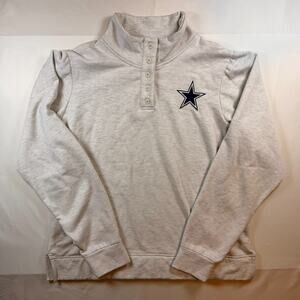 Dallas Cowboys NFL Team Womens Heather Gray Button Quarter Sweater Size Medium